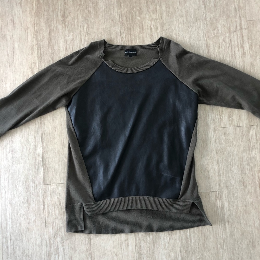 Central Park West Faux Leather Sweater